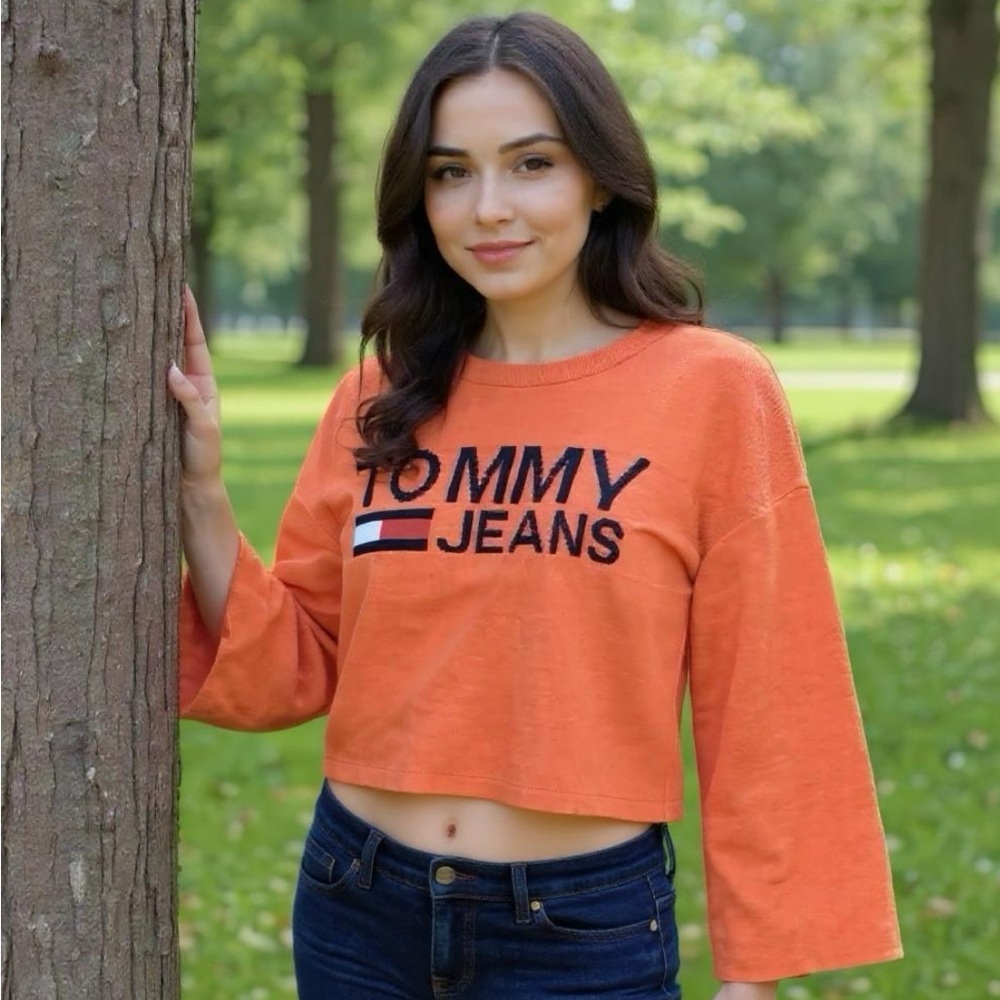 Tommy Hilfiger Jeans Orange Crop Knit Top